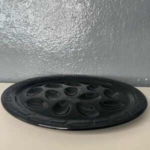 Longaberger Ebony Black Woven Traditions Deviled Egg Dish Platter